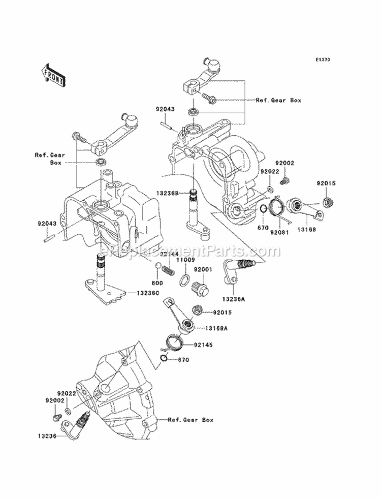 Gear Change Mechanism Diagram and Parts List for KAF620-MCF 2012 Kawasaki 