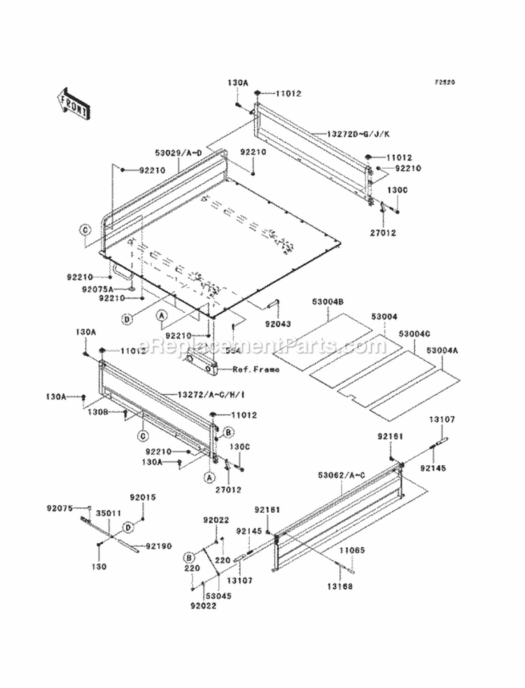 Carriers Diagram and Parts List for KAF620-MCF 2012 Kawasaki 