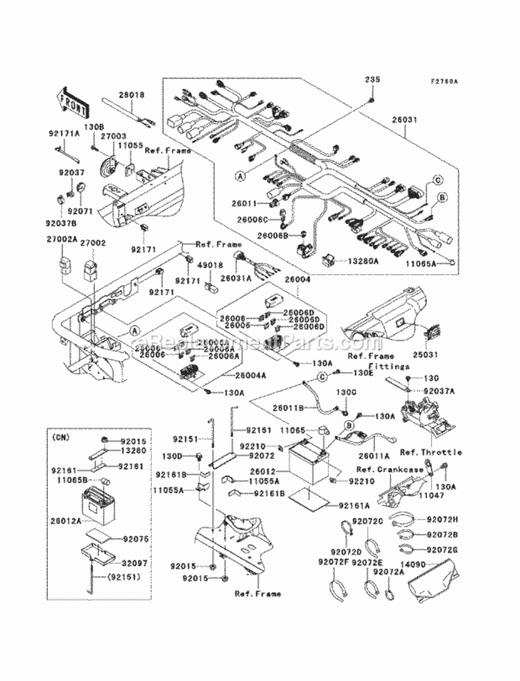 Chassis Electrical Equipment Diagram and Parts List for KAF620-MCF 2012 Kawasaki 
