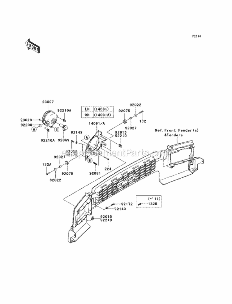 Headlights Diagram and Parts List for KAF620-MCF 2012 Kawasaki 