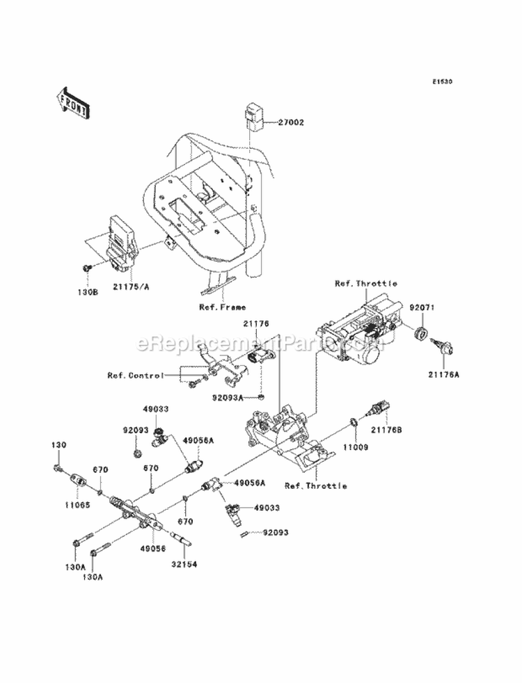 Fuel Injection Diagram and Parts List for KAF620-MCF 2012 Kawasaki 