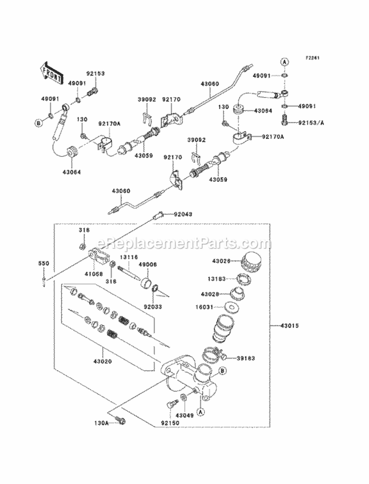 Master Cylinder Diagram and Parts List for KAF620-MCF 2012 Kawasaki 