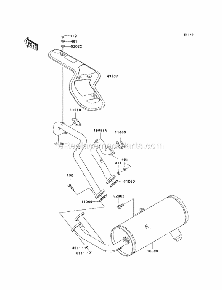 Mufflers Diagram and Parts List for KAF620-MCF 2012 Kawasaki 