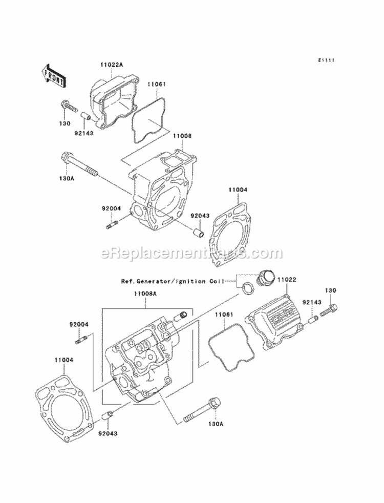 Cylinder Head Diagram and Parts List for KAF620-MCF 2012 Kawasaki 