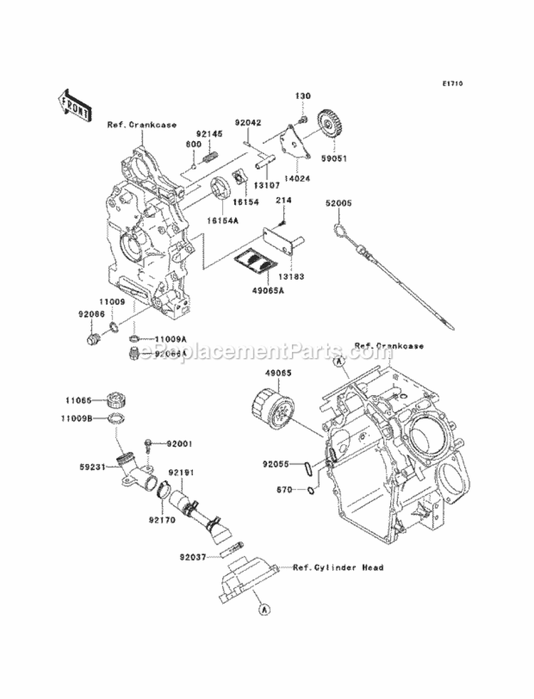 Oil Pump/Oil Filter Diagram and Parts List for KAF620-MCF 2012 Kawasaki 