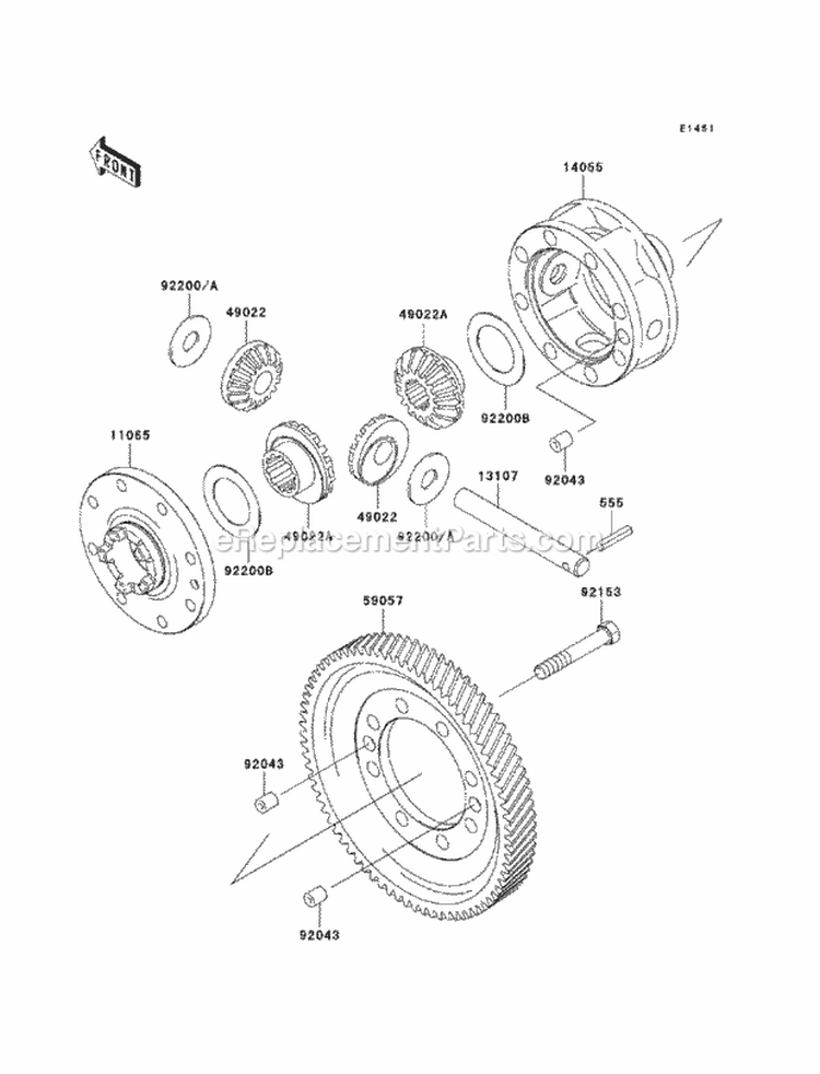 Differential Diagram and Parts List for KAF620-MCF 2012 Kawasaki 