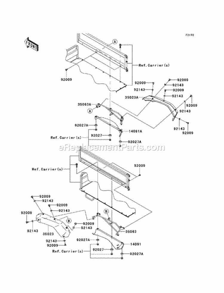 Rear Fenders Diagram and Parts List for KAF620-MCF 2012 Kawasaki 