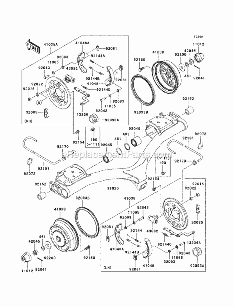 Rear Hubs/Brakes Diagram and Parts List for KAF620-MCF 2012 Kawasaki 