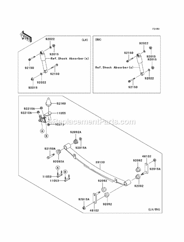 Rear Suspension Diagram and Parts List for KAF620-MCF 2012 Kawasaki 
