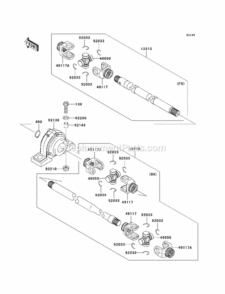 Drive Shaft-Propeller Diagram and Parts List for KAF620-MCF 2012 Kawasaki 
