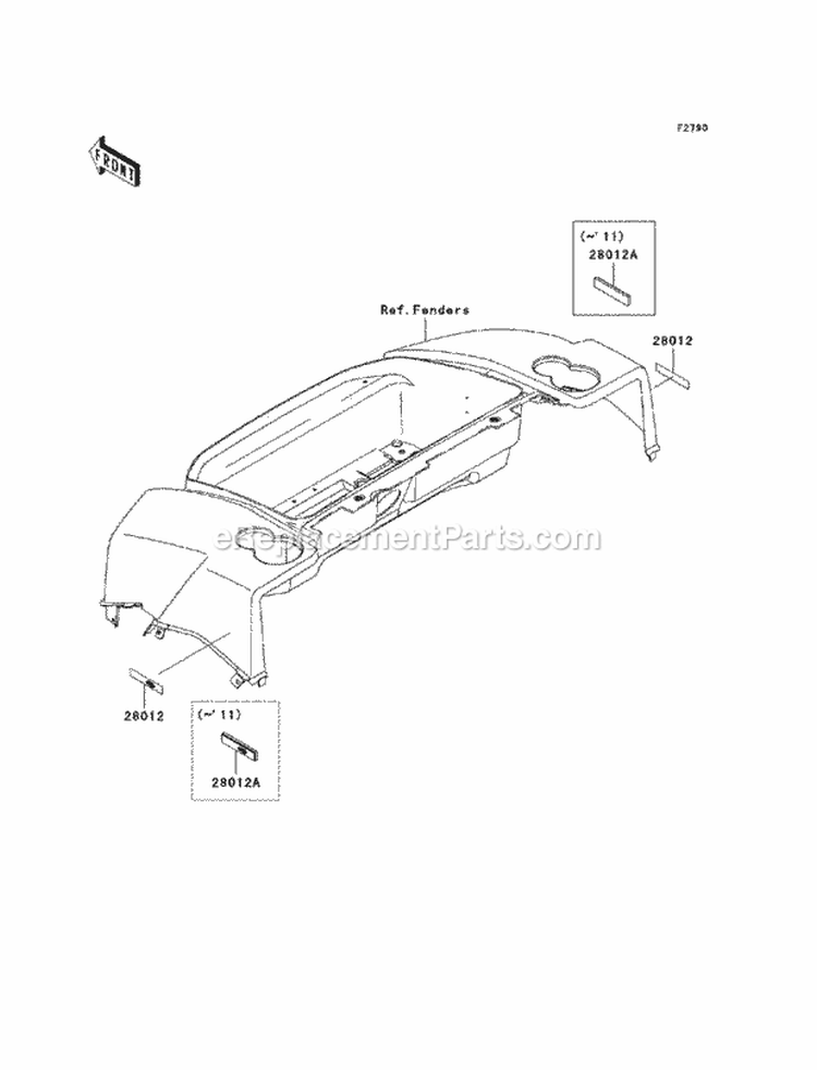 Reflector Diagram and Parts List for KAF620-MCF 2012 Kawasaki 