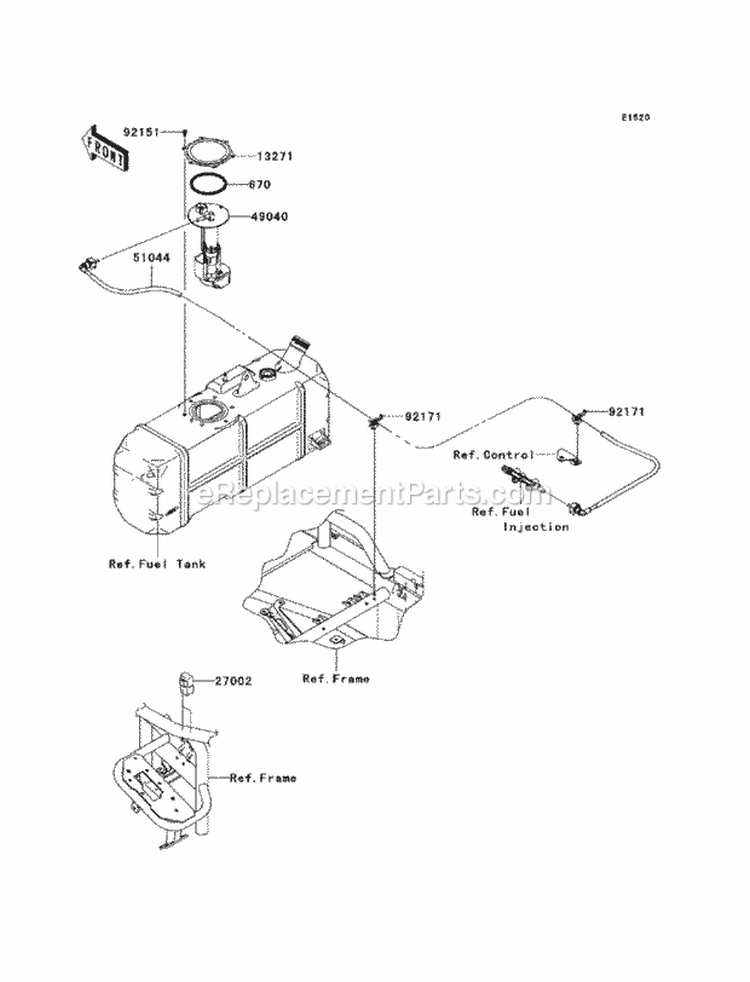 Fuel Pump Diagram and Parts List for KAF620-MCF 2012 Kawasaki 