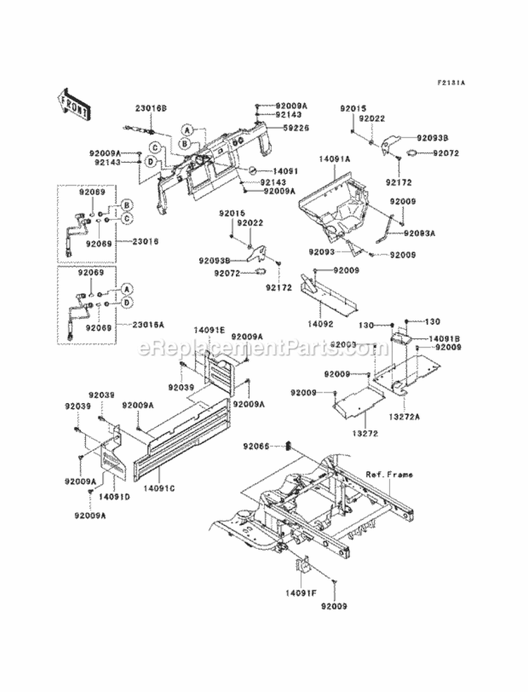 Frame Fitting Diagram and Parts List for KAF620-MCF 2012 Kawasaki 