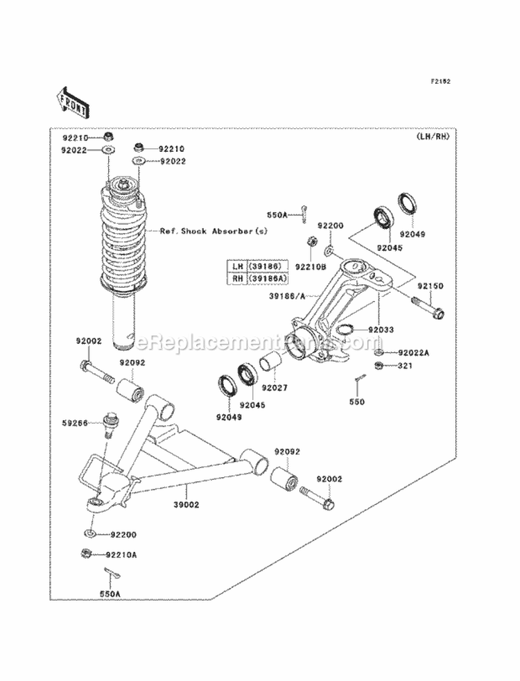 Front Suspension Diagram and Parts List for KAF620-MCF 2012 Kawasaki 