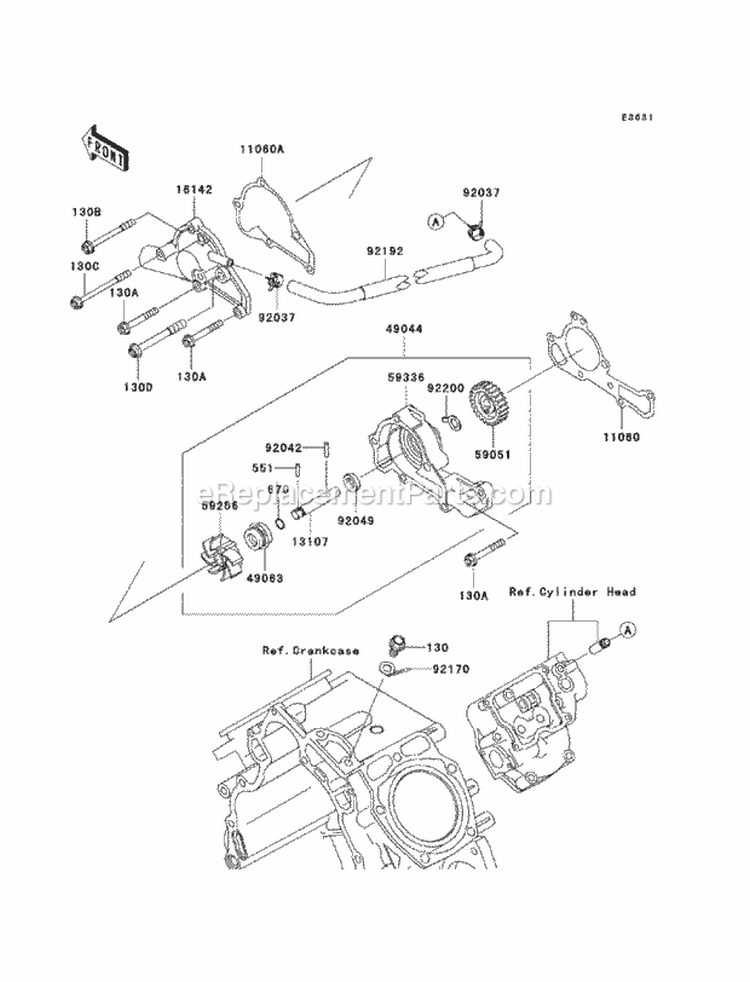 Water Pump Diagram and Parts List for KAF620-MCF 2012 Kawasaki 