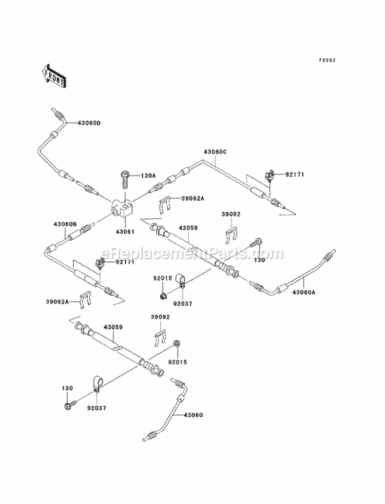 Brake Piping Diagram and Parts List for KAF620-MCF 2012 Kawasaki 
