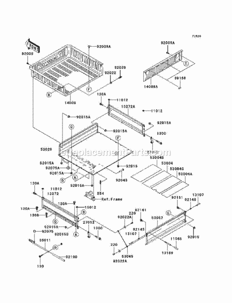 Carriers Diagram and Parts List for KAF620-N9F 2009 Kawasaki 
