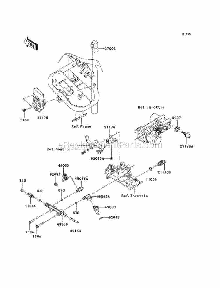 Fuel Injection Diagram and Parts List for KAF620-R9F 2009 Kawasaki 