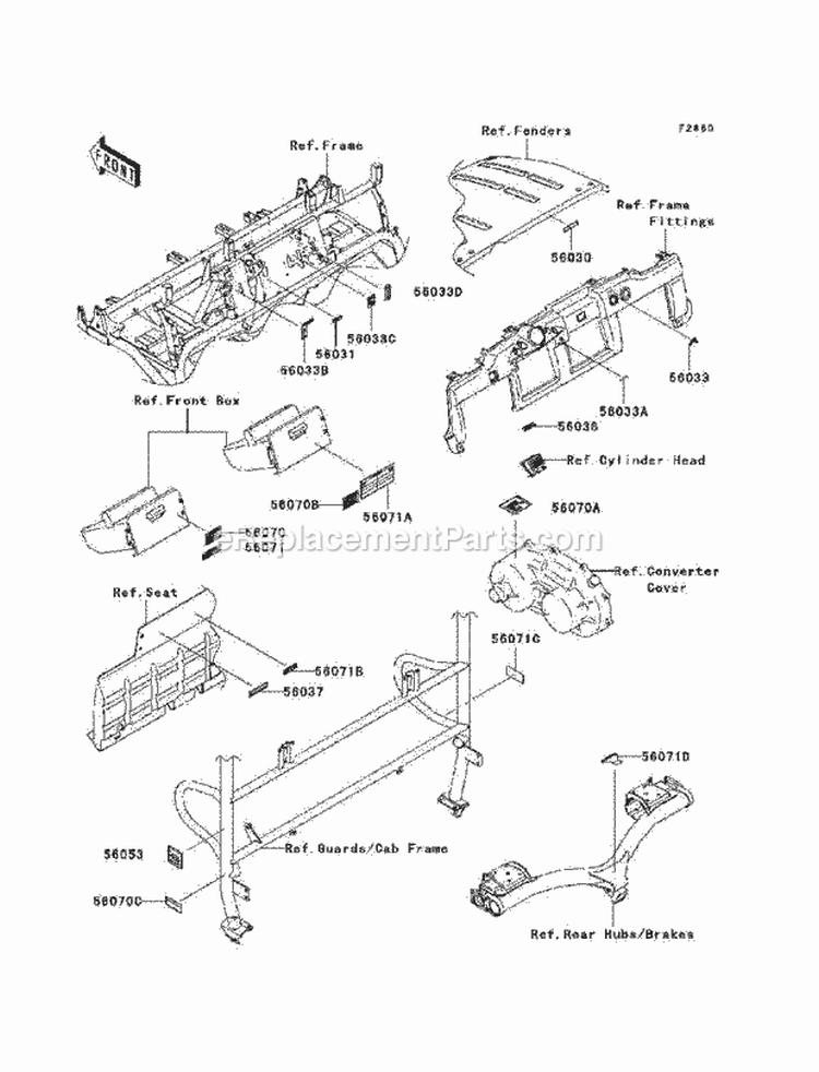 Labels Diagram and Parts List for KAF620-N9F 2009 Kawasaki 