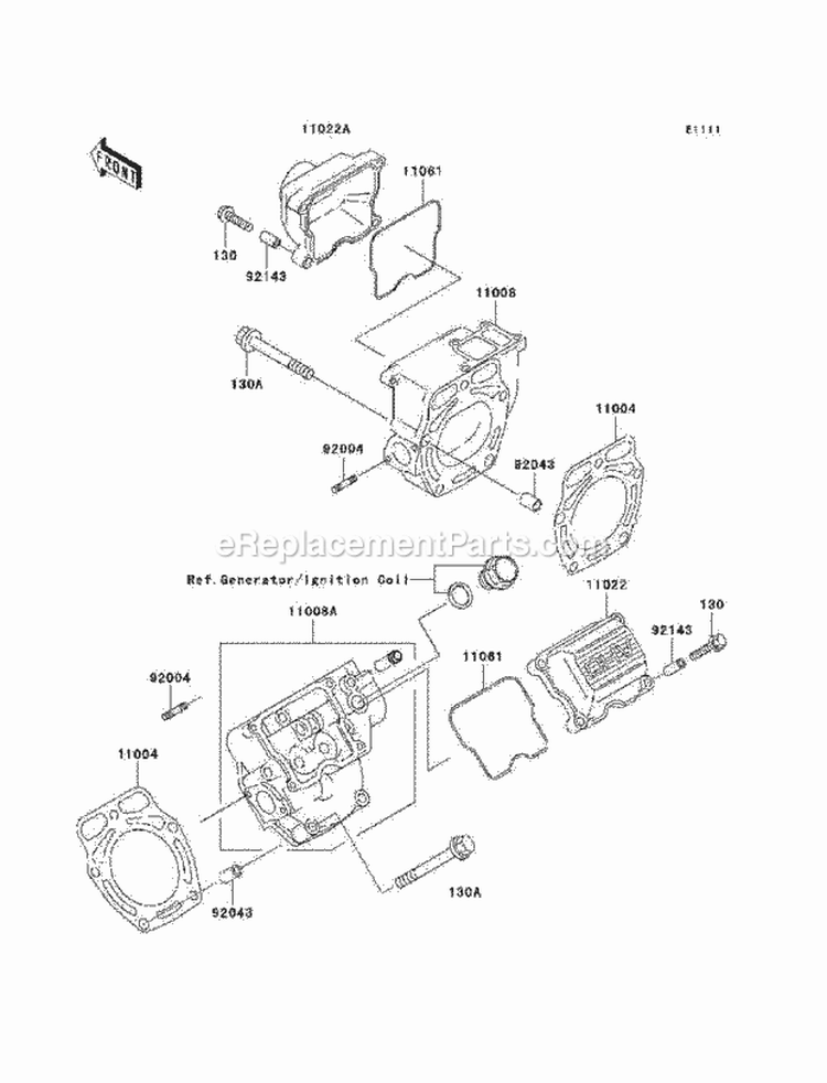Cylinder Head Diagram and Parts List for KAF620-N9F 2009 Kawasaki 