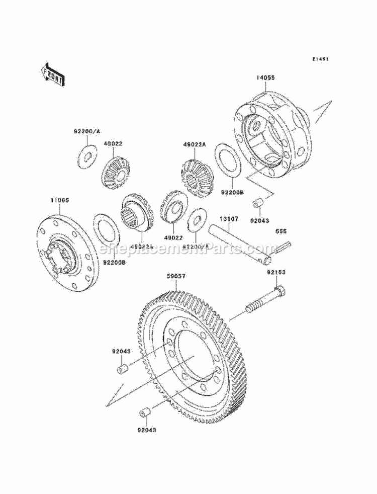Differential Diagram and Parts List for KAF620-N9F 2009 Kawasaki 