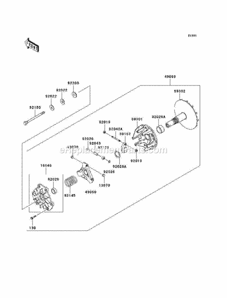 Drive Converter Diagram and Parts List for KAF620-N9F 2009 Kawasaki 