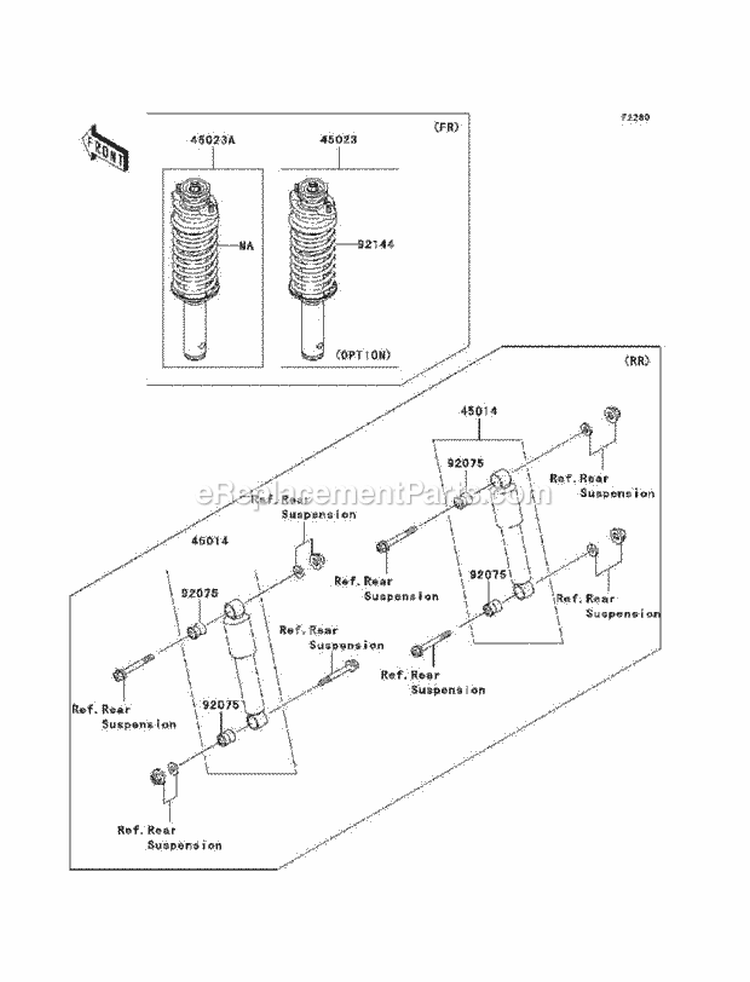 Shock Absorbers Diagram and Parts List for KAF620-N9F 2009 Kawasaki 