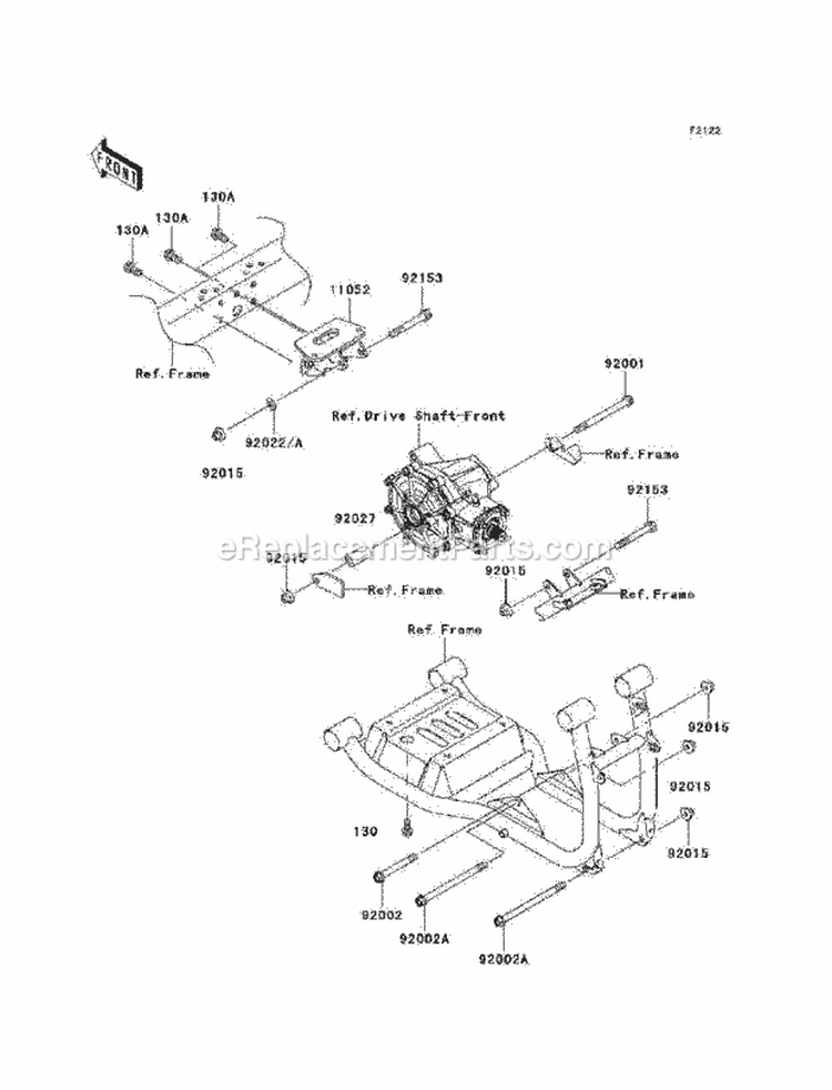 Engine Mount Diagram and Parts List for KAF620-R9F 2009 Kawasaki 