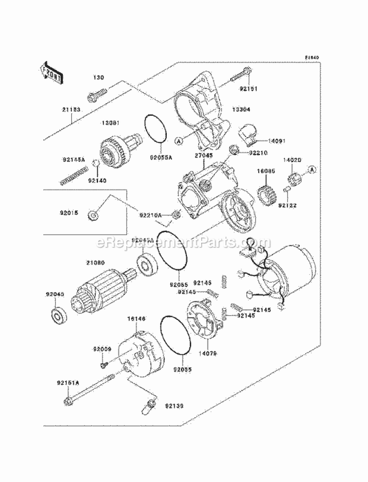 Starter Motor Diagram and Parts List for KAF620-N9F 2009 Kawasaki 