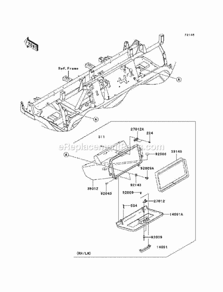 Front Box Diagram and Parts List for KAF620-N9F 2009 Kawasaki 