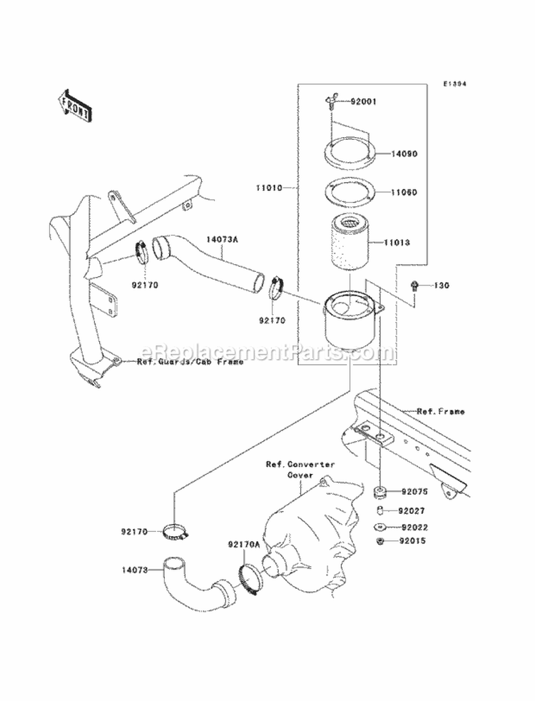 Air Cleaner-Belt Converter Diagram and Parts List for KAF620-MAF 2010 Kawasaki 