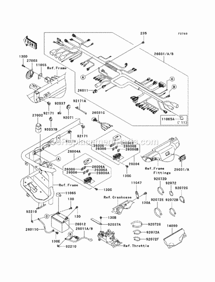Chassis Electrical Equipment Diagram and Parts List for KAF620-PBF 2011 Kawasaki 