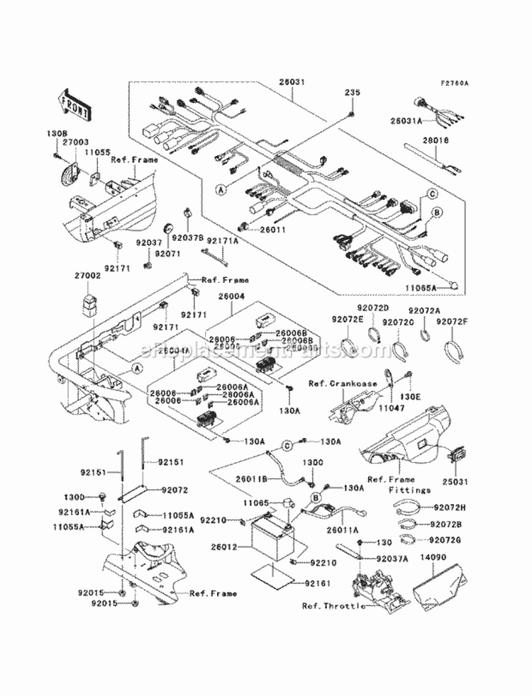 Chassis Electrical Equipment Diagram and Parts List for KAF620-PCF 2012 Kawasaki 