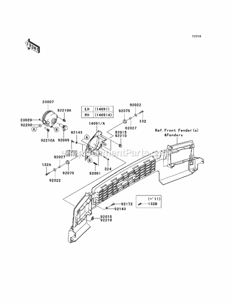 Headlights Diagram and Parts List for KAF620-PCF 2012 Kawasaki 