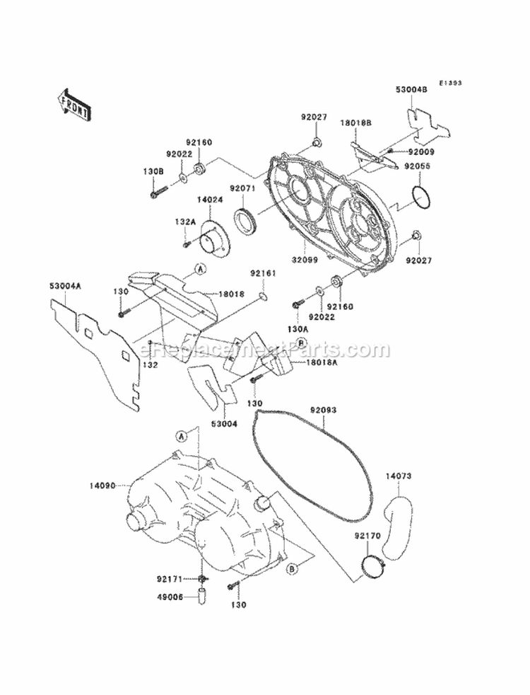 Converter Cover Diagram and Parts List for KAF620-PBF 2011 Kawasaki 