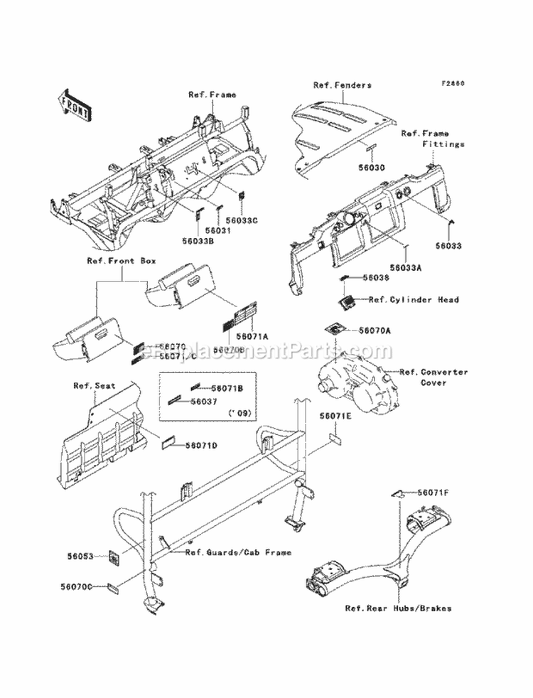 Labels Diagram and Parts List for KAF620-PBF 2011 Kawasaki 