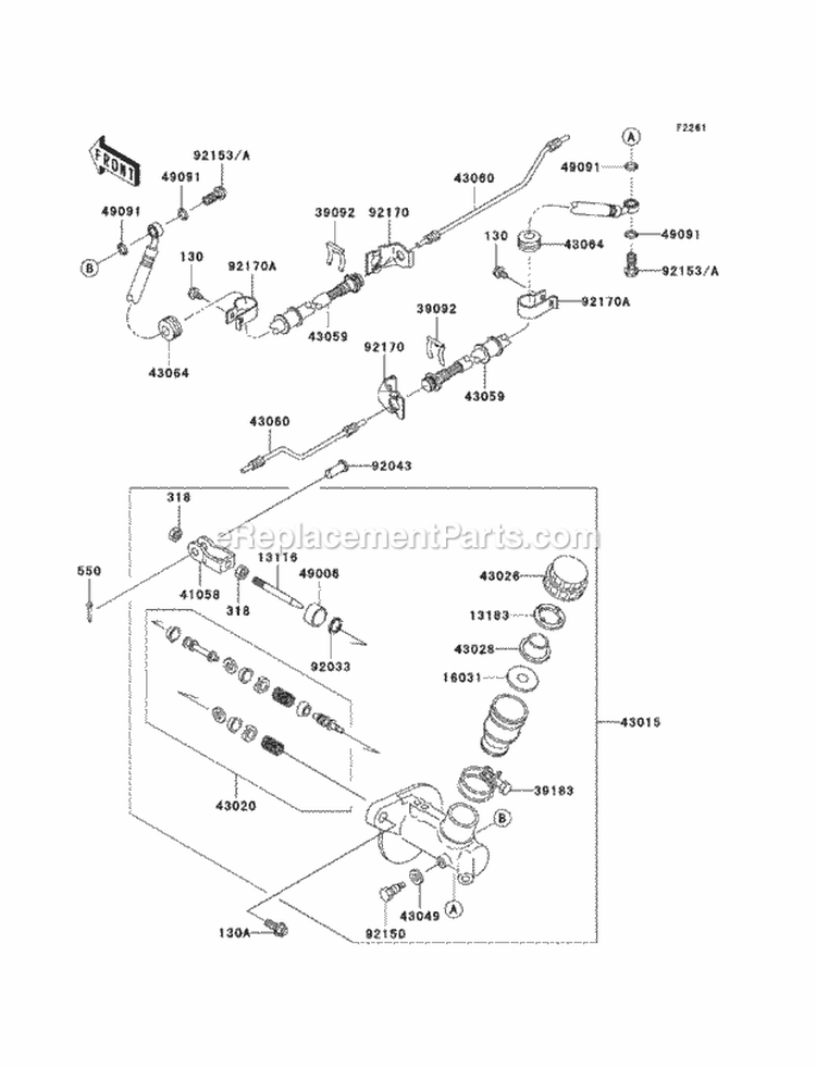 Master Cylinder Diagram and Parts List for KAF620-PCF 2012 Kawasaki 