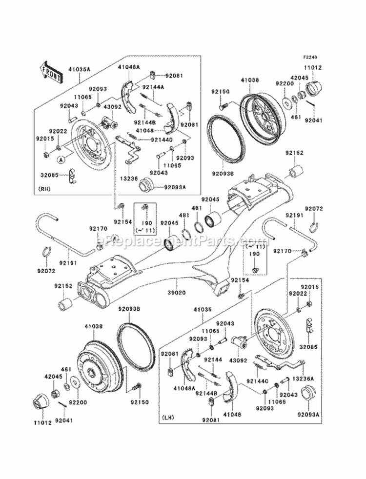 Rear Hubs/Brakes Diagram and Parts List for KAF620-PCF 2012 Kawasaki 