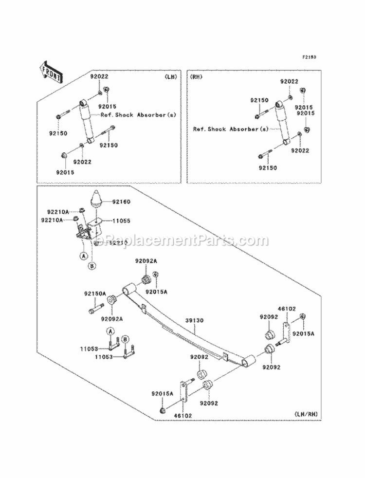 Rear Suspension Diagram and Parts List for KAF620-PBF 2011 Kawasaki 