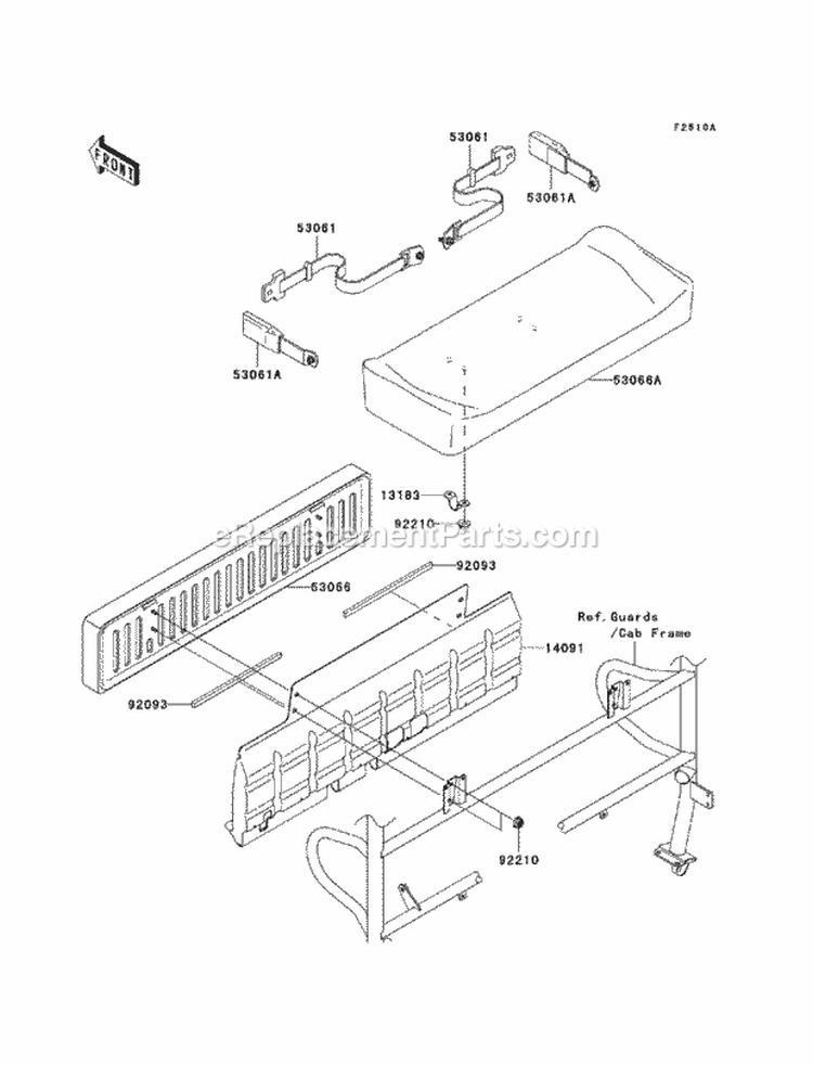 Seat Diagram and Parts List for KAF620-PBF 2011 Kawasaki 