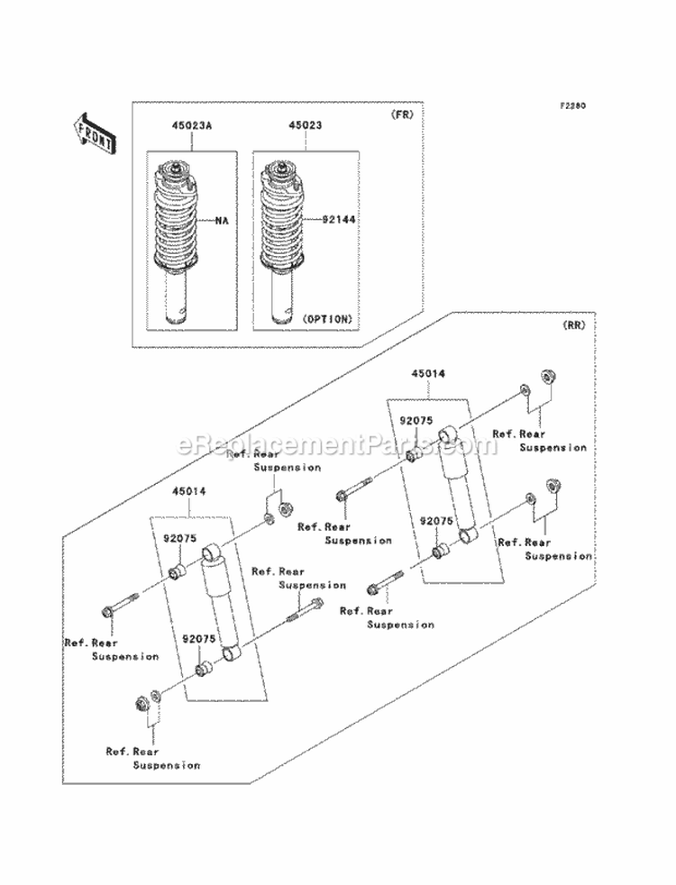 Shock Absorbers Diagram and Parts List for KAF620-PBF 2011 Kawasaki 