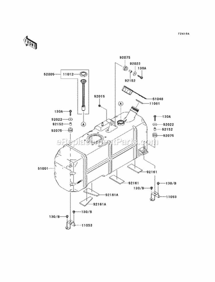 Fuel Tank Diagram and Parts List for KAF620-PCF 2012 Kawasaki 