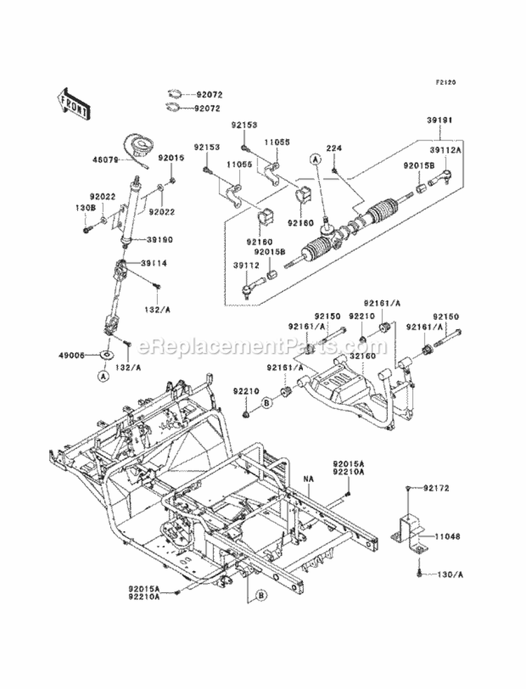Frame Diagram and Parts List for KAF620-PCF 2012 Kawasaki 