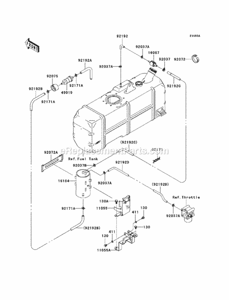 Fuel Evaporative System Diagram and Parts List for KAF620-PBF 2011 Kawasaki 