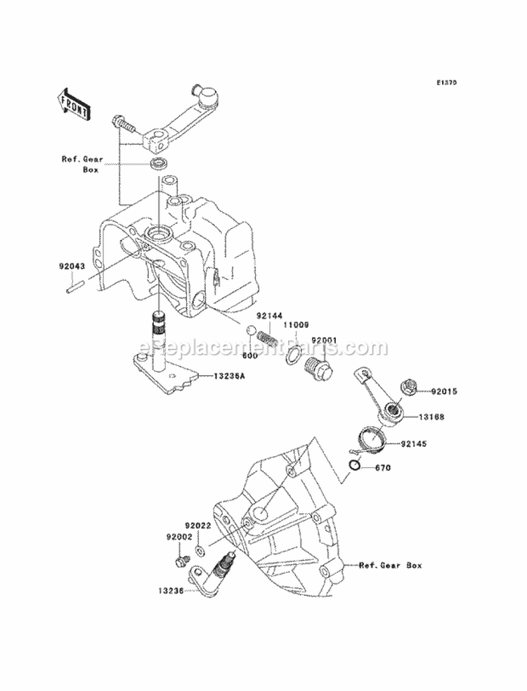 Gear Change Mechanism Diagram and Parts List for KAF620-PBF 2011 Kawasaki 