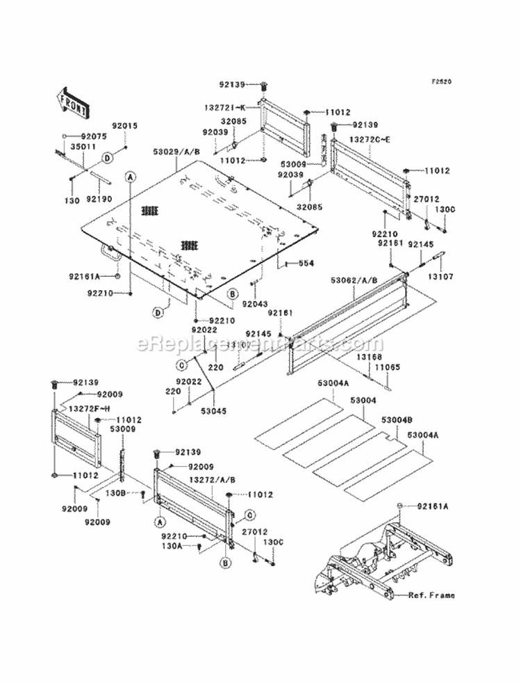 Carriers Diagram and Parts List for KAF620-RBFA 2011 Kawasaki 