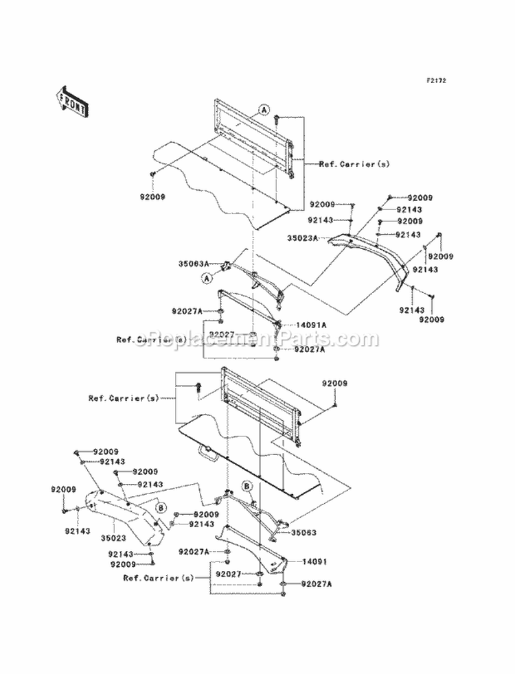 Rear Fenders Diagram and Parts List for KAF620-R9F 2009 Kawasaki 