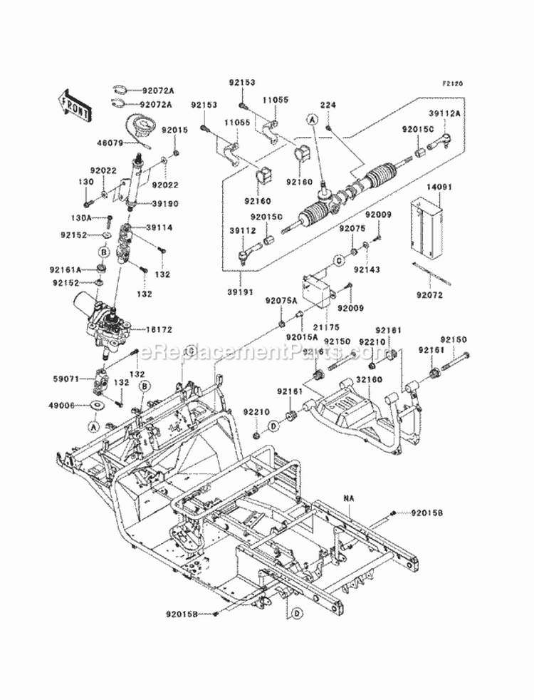Frame Diagram and Parts List for KAF620-R9F 2009 Kawasaki 