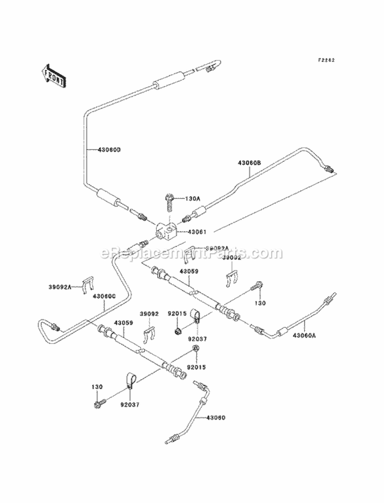 Brake Piping Diagram and Parts List for KAF620-RBFA 2011 Kawasaki 