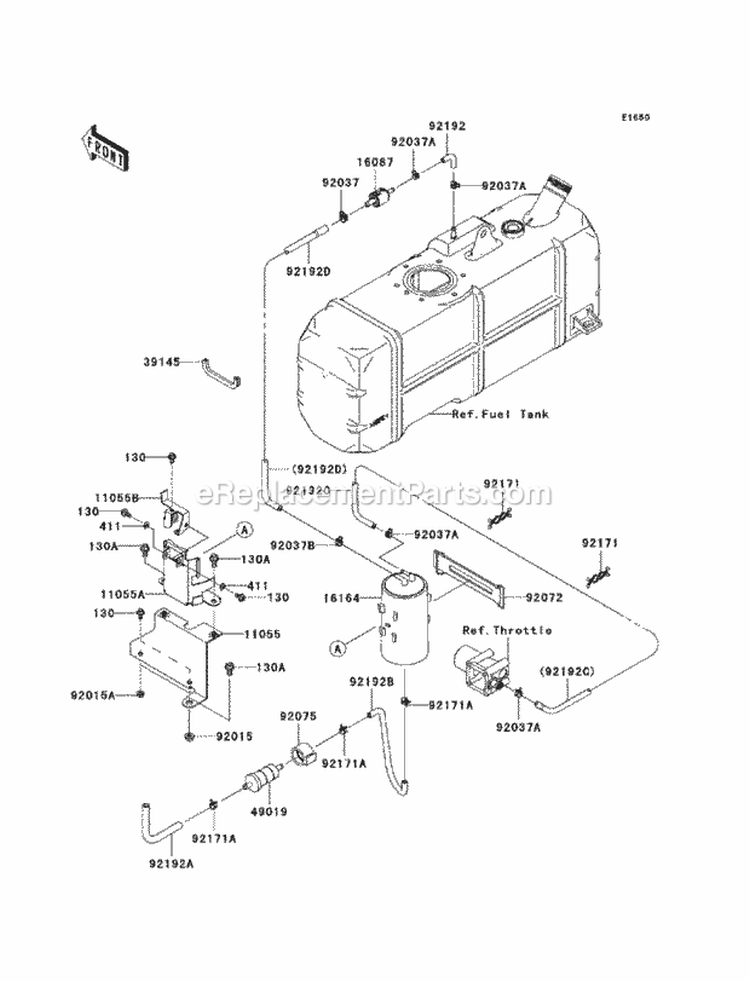 Fuel Evaporative System Diagram and Parts List for KAF620-SAF 2010 Kawasaki 